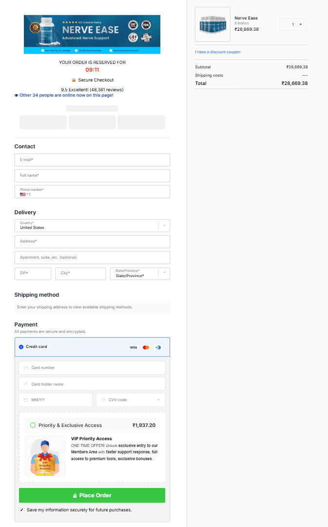Nerve Ease order form